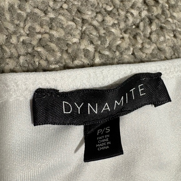 Dynamite White and Blue Floral Off the Shoulder Boat Neck Shirt Top Size Small - Picture 4 of 4